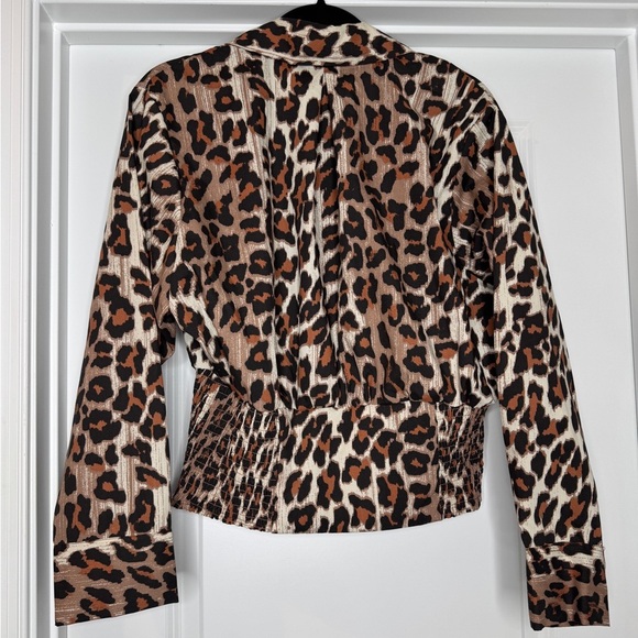 Jolie & Joy Women’s Plus Size Leopard Print Smocked Waist Blouse Top, Sz 3x - Picture 7 of 10